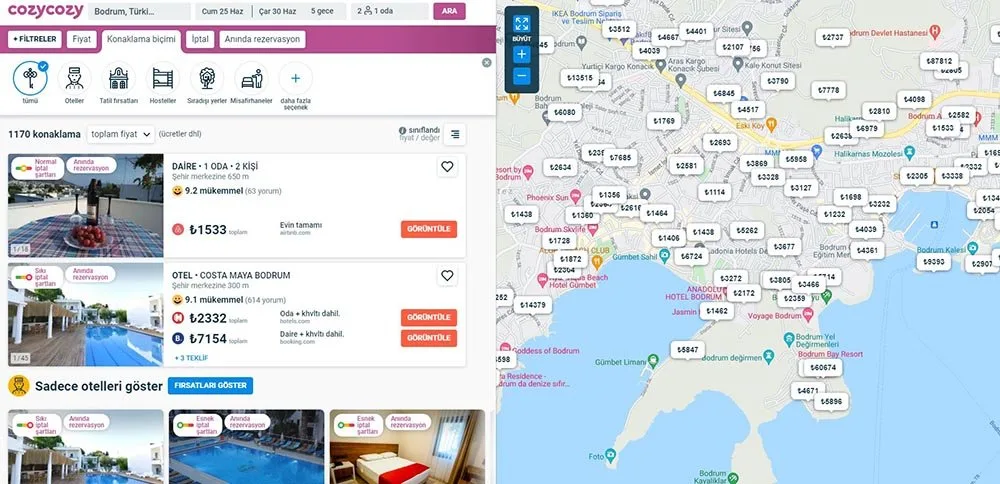 CozyCozy Otel Arama Motoru