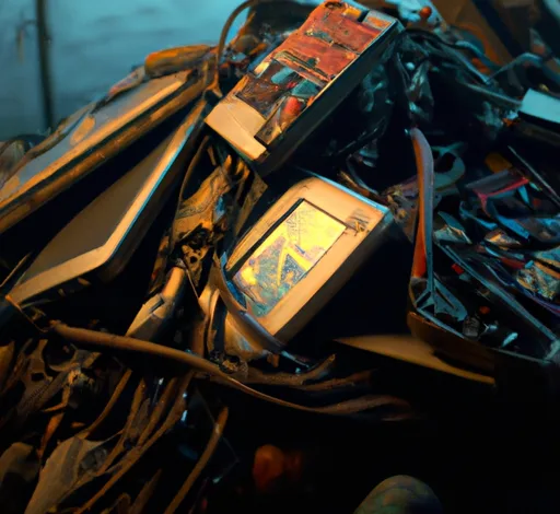 e-waste, electronic garbages in a dump as a mountain